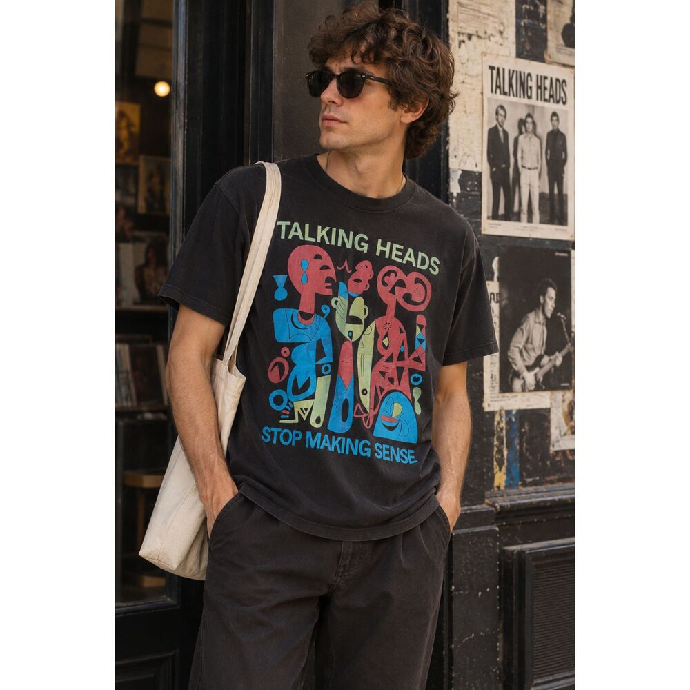 Talking Heads Black Tour Band T Shirt Tee Top  Mens Size Large
